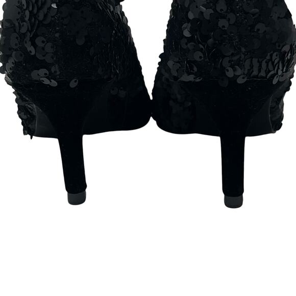 NWT Zara Sequin Velvet Fabric Ankle Boots - Black - Size 37 - Picture 7 of 9